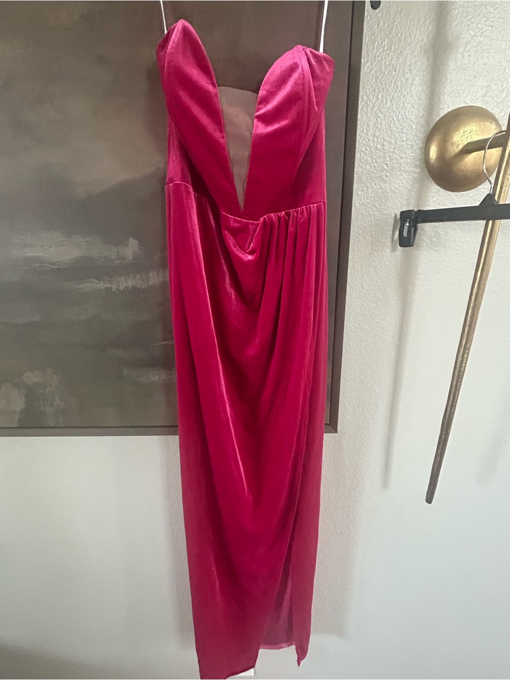 NWOT Lulus My Dream Come True Pink Velvet Strapless Maxi Dress - Picture 12 of 15